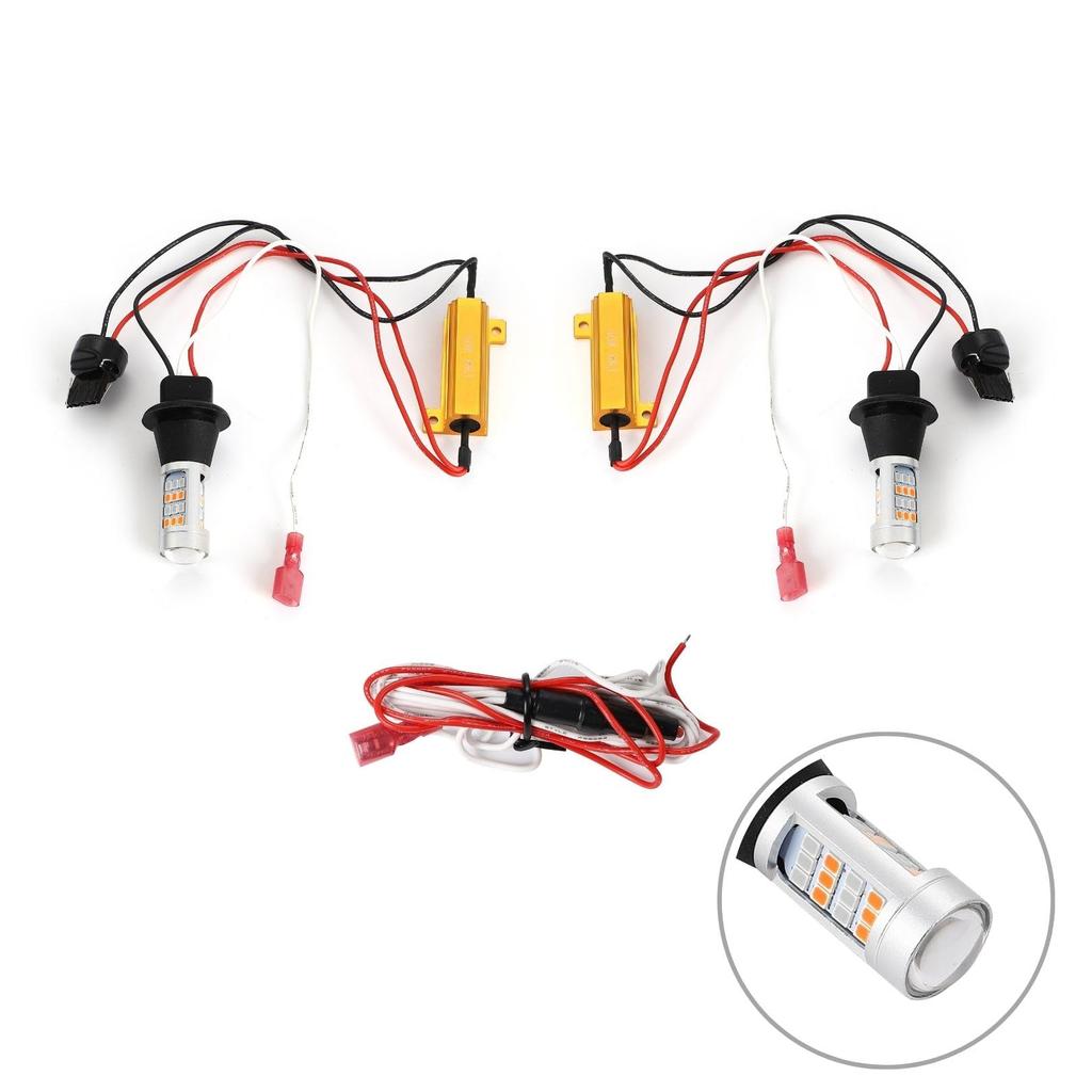 Partools T20 7440 Turn Signal Position Kit, 12 V, White, Amber, 2-Color Luminous, 42