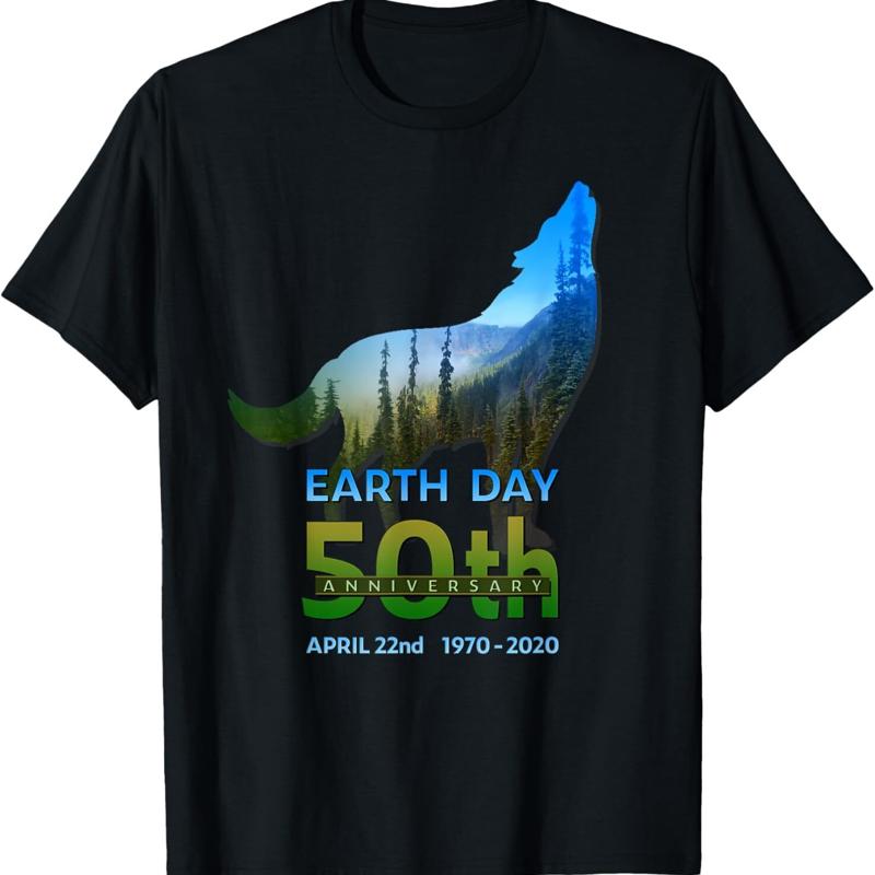 Earth Day 50Th Anniversary Wolf Silhouette T Shirt
