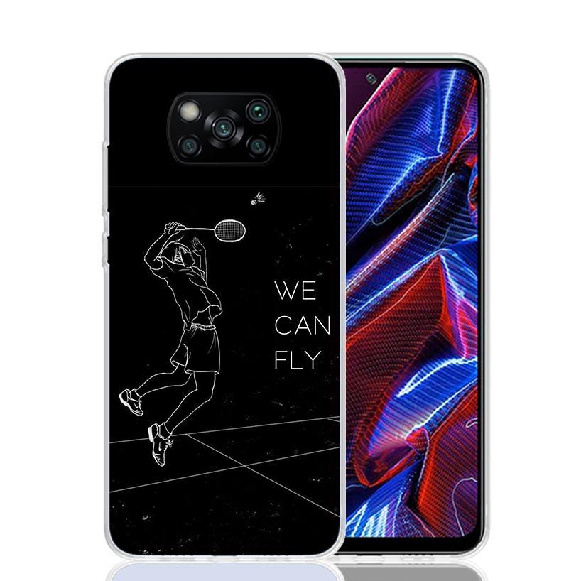 Badminton Sport Phone Case For Xiaomi Poco X7 X6 X5 Pro F7 Ultra Redmi 15C 15 13 13C 12 12C 10 10A 10C 9 9A 9C 9T Cover Poco X7