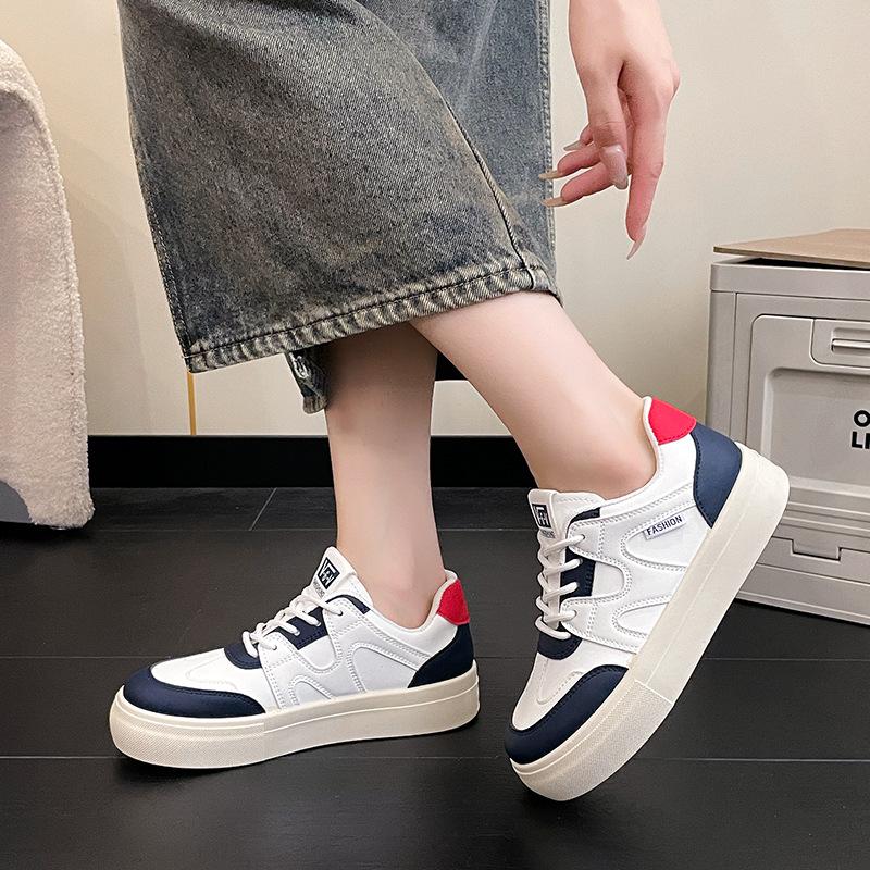Trend Spring, Summer, Autumn and Winter New Women's Shoes Women's Board Shoes Student Shoes Little White Shoes Low Top Round Head Ribbon