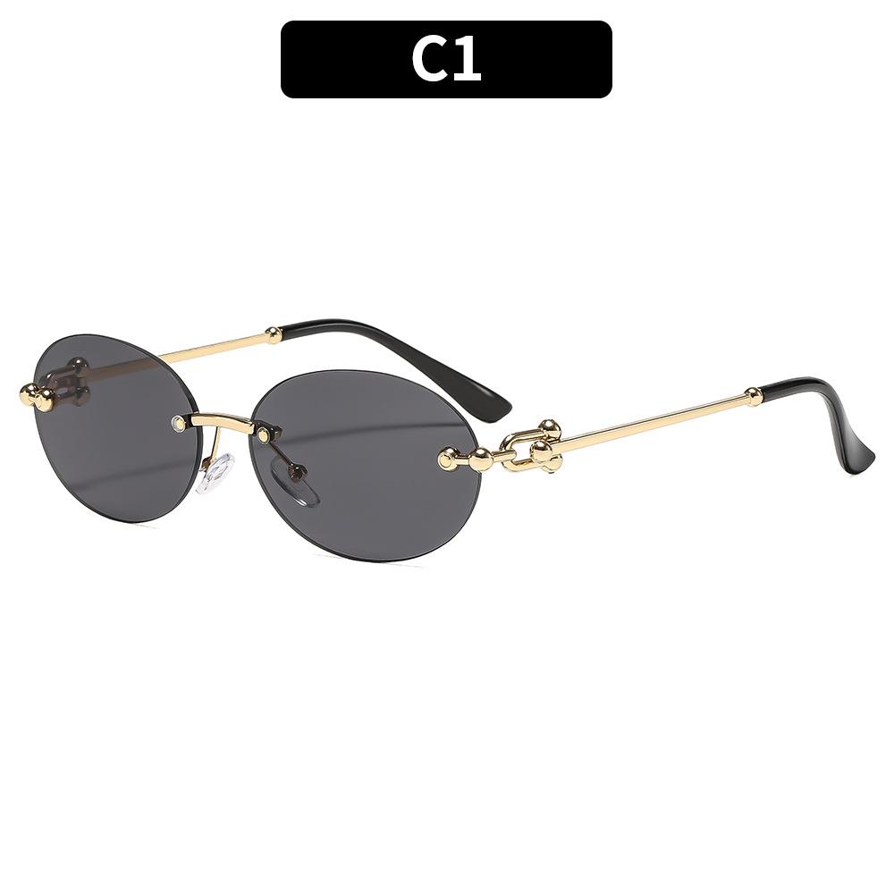 Женские солнцезащитные очки, мужские и женские металлические безободковые овальные солнцезащитные очки