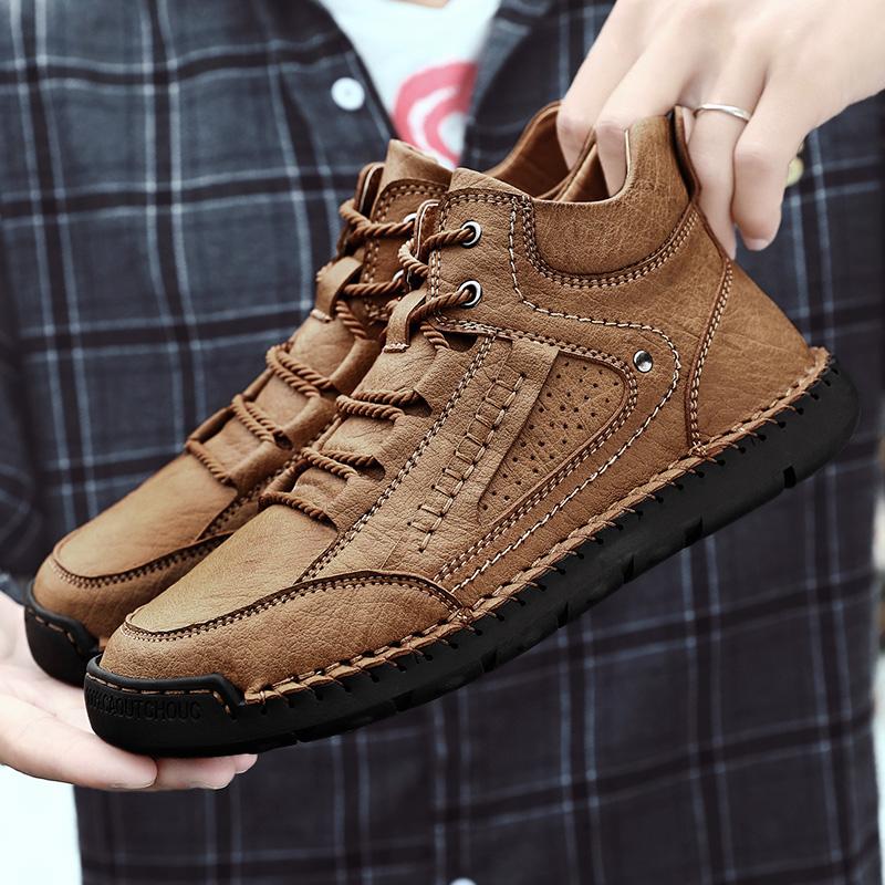 Handmade Leather Boots Men Shoes Casual Ankle Boots Men Loafers Comfortable Shoes Men Flats Fashion Moccasins Male Botas Shoes