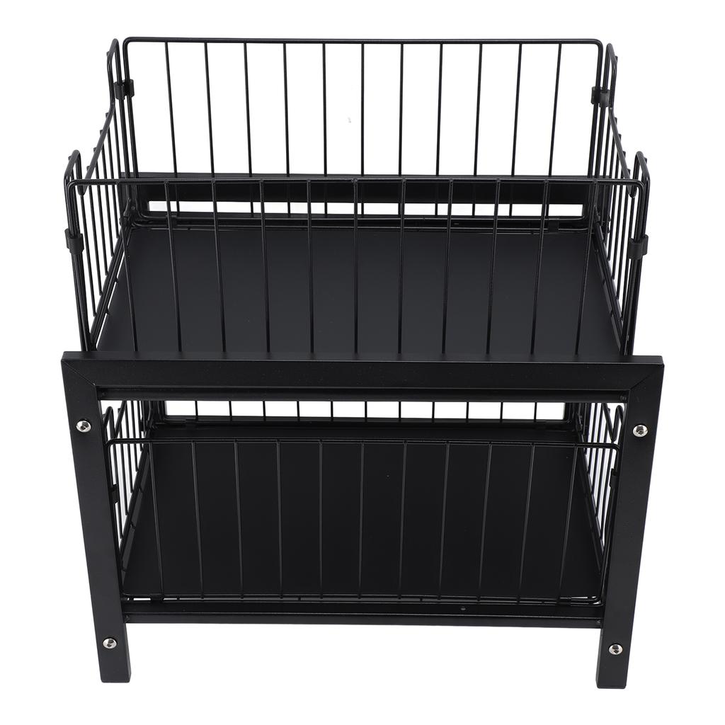 Under Sink Organizer Iron 2 Tier Pull Out Spice Rack Countertop Storage Shelf for Kitchen Bathroom