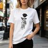 Gothic Skull Hand Rose Graphic Tee ForCasual Streetwear Cool Dark Aesthetic Rose In Skeleton Hand Tee for Street Fashion Lovers