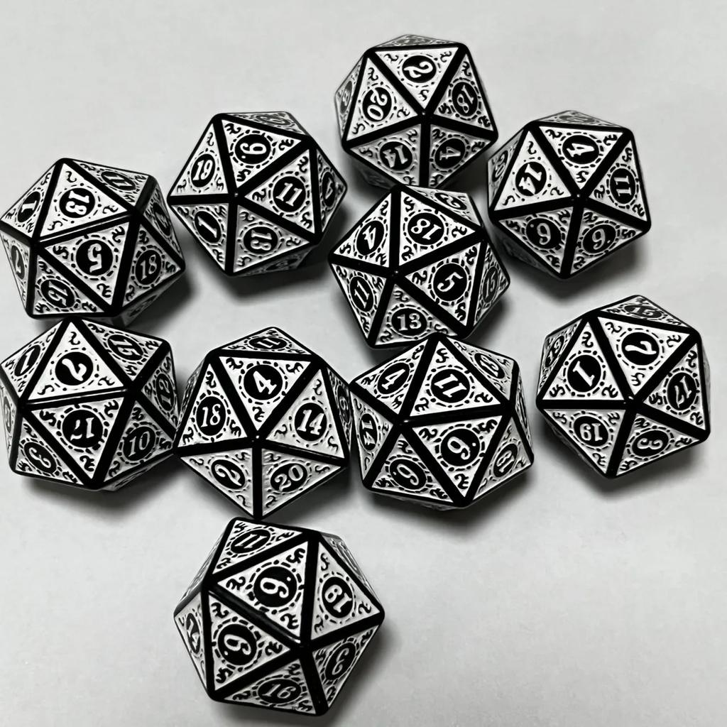 10 pezzi/lotto Dadi Poliedrici 20 Facce Set di Dadi Digitali Vintage D4 D6 D8 D10 D12 D% D20 per TRPG Intrattenimento Festa Gioco da Tavolo Dadi