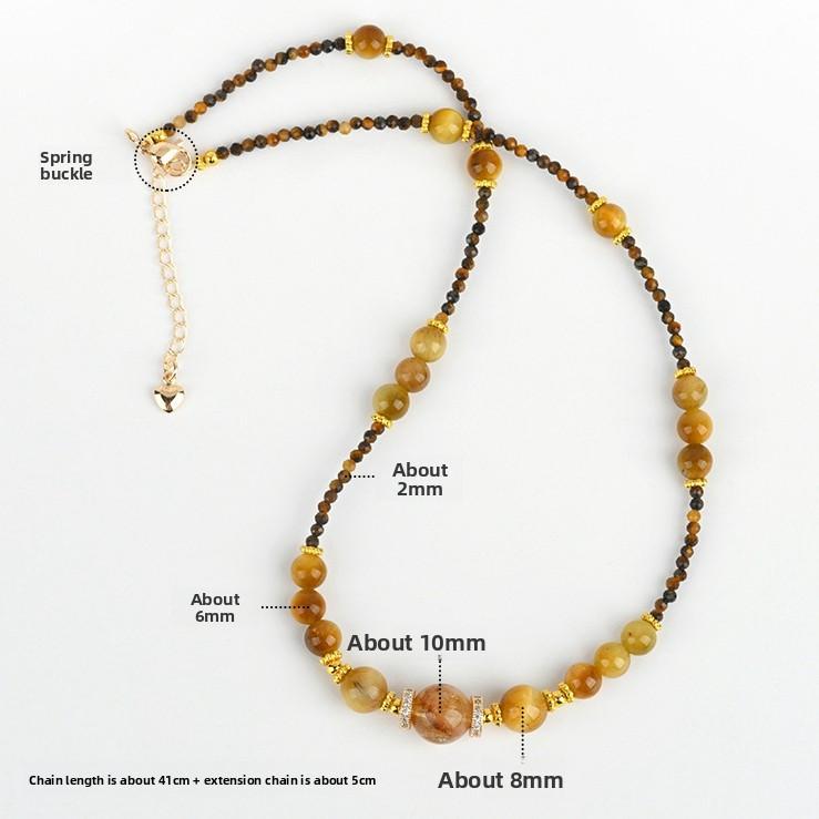 Natural Crystal Energy Necklaces - 4 Styles for Wealth, Love, Protection - Yellow Crystal, Rose Quartz, Malachite, Tiger's Eye Gift
