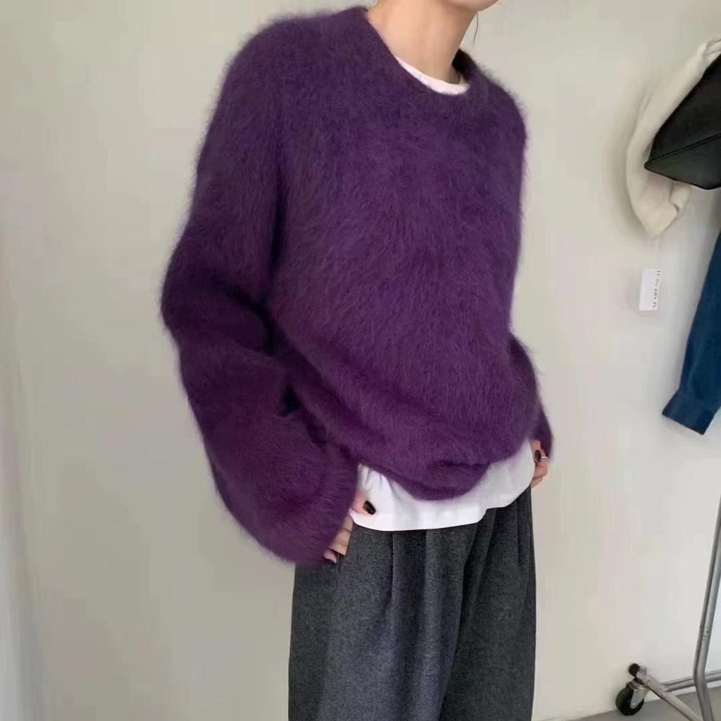 Měkký a nadýchaný svetr pro ženy k nošení ven na podzim a v zimě, s volným a ležérním stylem