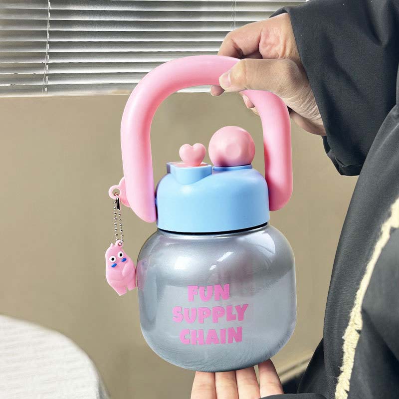 800Ml Big Belly Plastic Water Bottles With Handle Tea Filter Double Drink Kettle Cute Girls Juice Milk Bubble Coffee Sippy Cup
