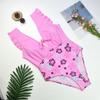 Wzburzyć Bikini Jednoczęściowy strój kąpielowy Kobiety Stroje kąpielowe Backless V-Neck Monokini Print Kostium kąpielowy