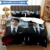3PCS Two Men In Suits Damon Bedding Set,Including 1pc Duvet Cover And 2pcs Pillowcases Perfect for Bedroom, Dormitory, Fan Christmas Gift