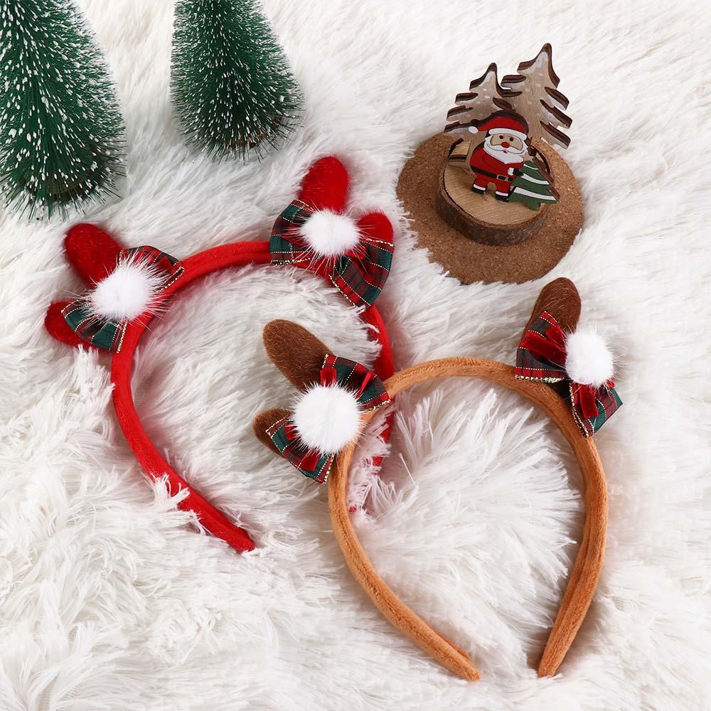 Plush Bowknot Hair Hoop Elk Christmas Headband Cute Christmas Hairband Kids