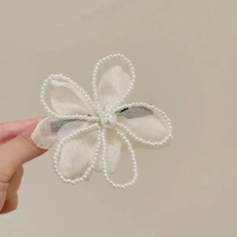 1pc Large Flower Pearl Hair Clip Women's Side Hair Accessory Elegant Hairpin Korean Style Hair Accessories