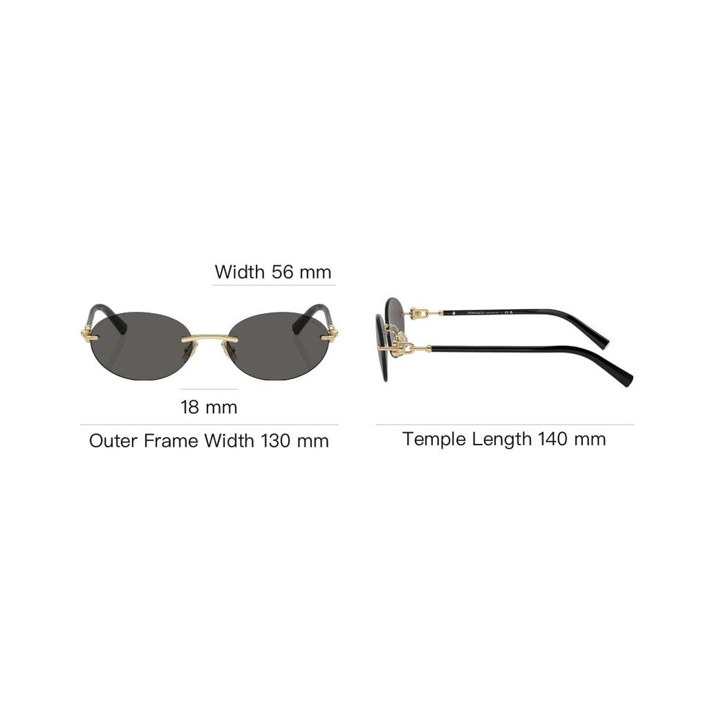 Tiffany & Co.. 3104D Markenlogo Metall Oval Sonnenbrille Damen Sonnenbrille Schwarz 0TF3104D-6216S4