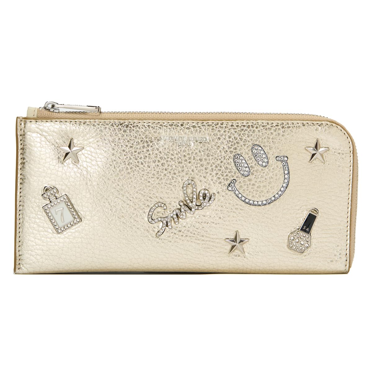

Salon de Alphard Women s L-Zip Long Wallet, Genuine Leather, Slim, Lightweight, Large Capacity, Smile Jewel Design, Cute and Elegant Gift, Japanese