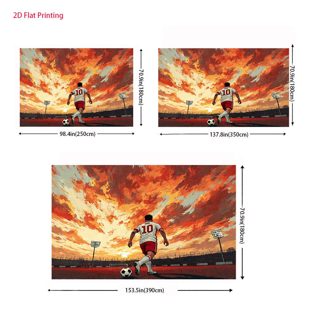 2D Plane One Vivid Scene of a Football Player's Action Used As the Background Fabric for the Banner