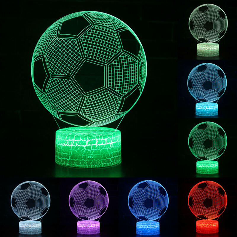 3D LED Night Sight Football Pattern 7 Color Change Desk Lamp For Kids