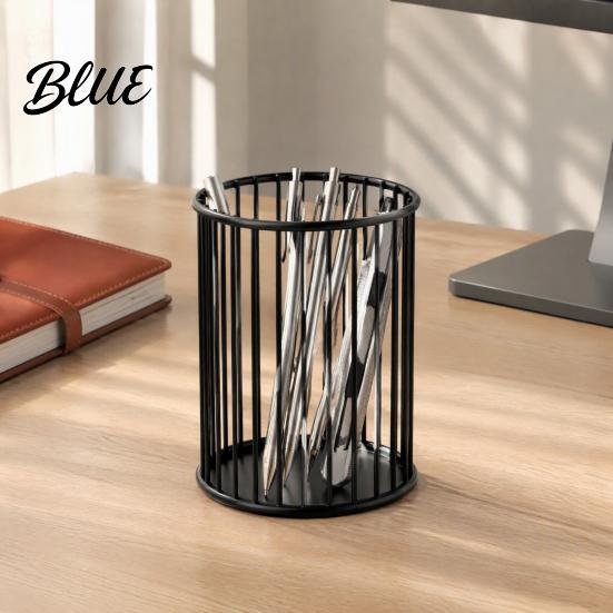 Student Stationery Storage Box Pen Holder/Storage Basket Hollow Grid Iron Tube Decorative Study Room Organizer Durable Pencil for And Makeup Brushes