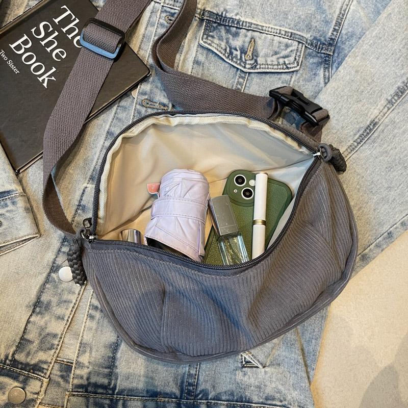 Corduroy Chest Bag Women's Underarm Bag Shoulder Bag Commuter Crossbody Bag