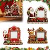 Holz-Bilderrahmen für Heimdeko Weihnachten 2D-Rahmen, Bemalter Schneemann Weihnachtsmann Foto Weihnachten Vintage Schreibtisch Tischdeko Andenken Schmuckstück, Feiertag