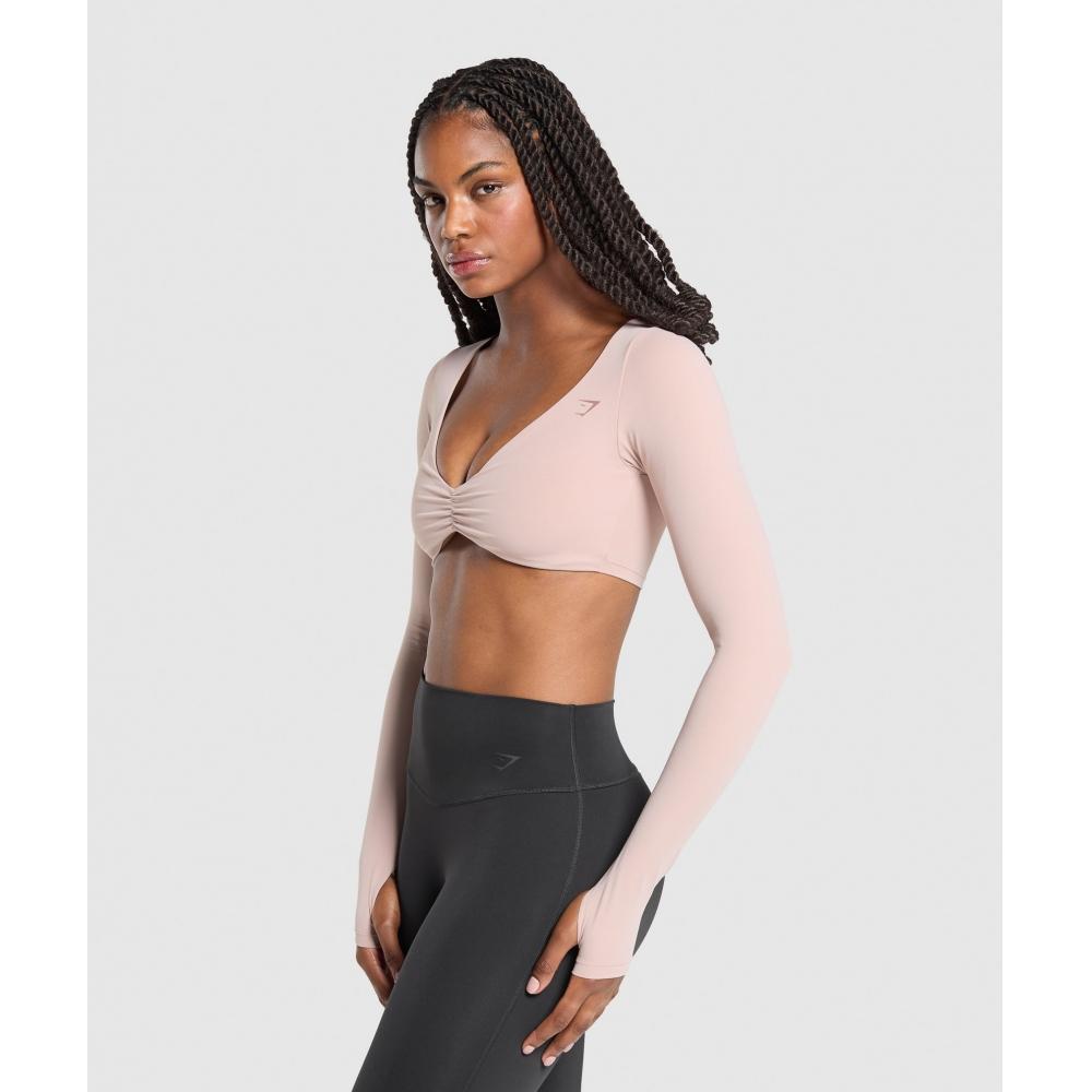 Gymshark Twist Front Long Sleeve Top Muted Pink B3c8m Kb68
