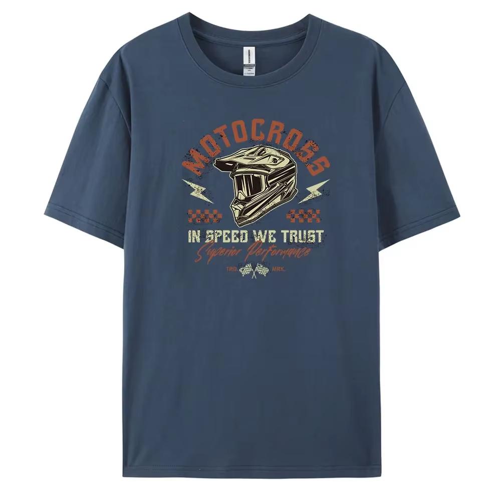 

Motocross Men s Casual Short-sleeved T-shirt with 100% Cotton Fashion Print Tees Oversize 4XL