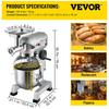 Commercial Stand Mixer, 20Qt Stainless Steel Bowl, 1100W 2 in 1 Multifunctional Electric Food Mixer with Meat Grinder & 3 Speeds, Dough Hook Whisk