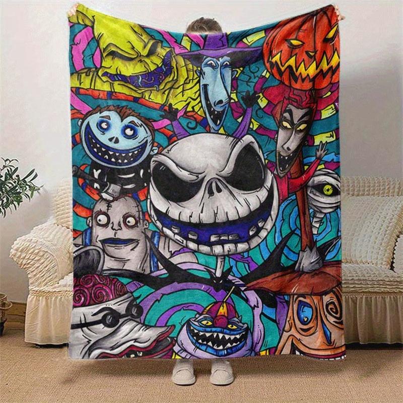 1pc Christmas Nightmare Printing Blanket - Soft, All-Season Throw for Living Room, Beroom,Personalize Gift with Aorable Cartoon Esign