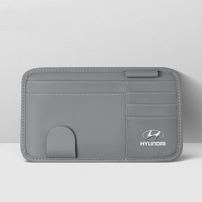 PU Car Sun Visor Storage Bag Inner Glasses Clip for Hyundai I20 I10 Sonata I40 Santafe IX35 I30 Solaris Tucson Accent Kona Venue MM8