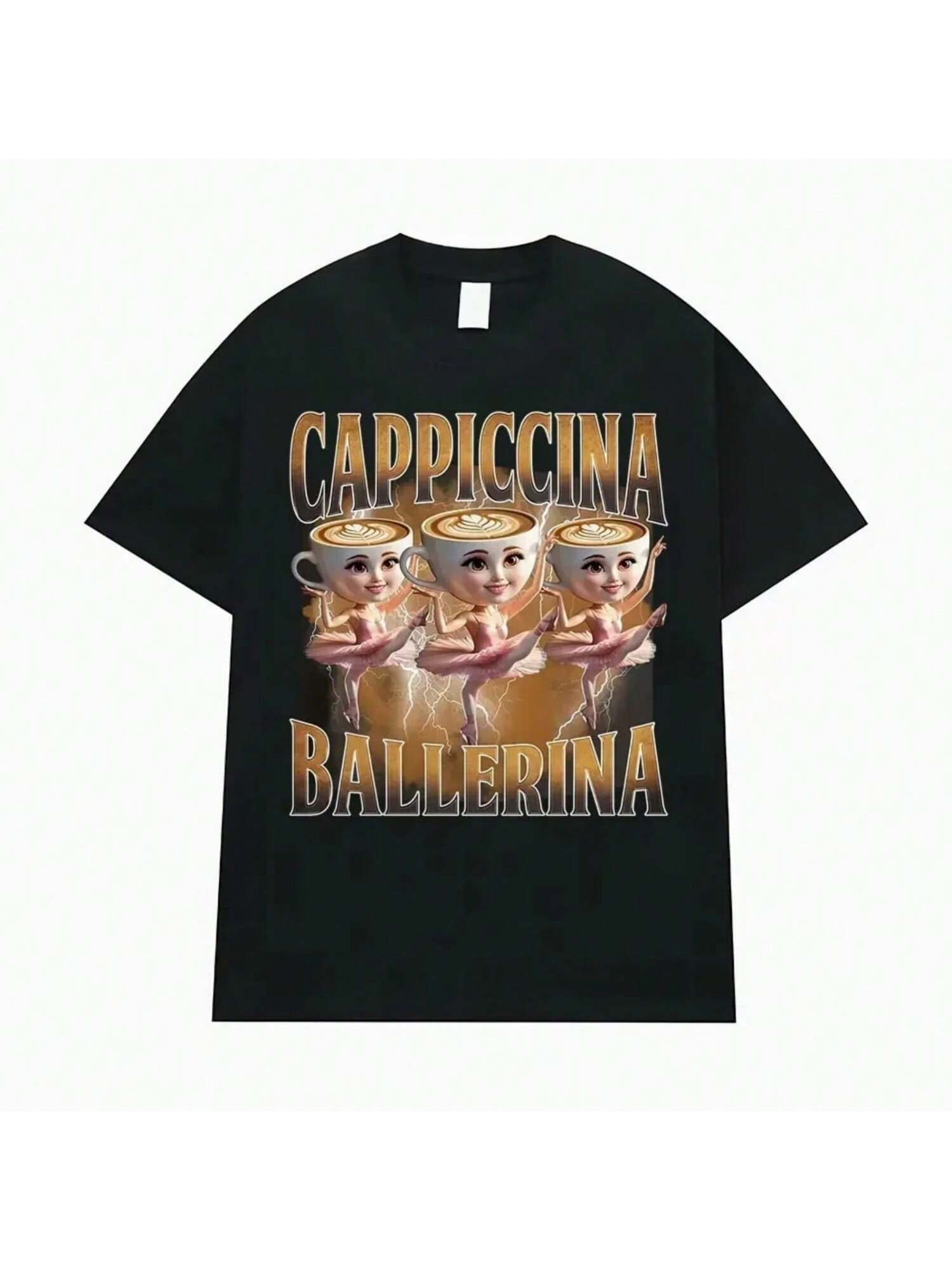Ballerina Capuchina Funny Coffee Meme T Shirts Summer Pop Vintage Short Sleeve T-Shirts Aesthetic Casual Humor T-Shirt S разноцветный