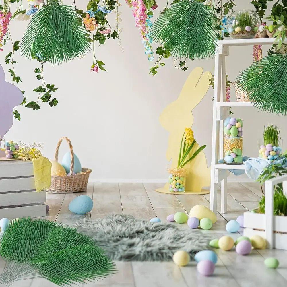 10Pcs Green Leaves Artificial Palm Leaves Large Greenery Faux Greenery  Home Decor