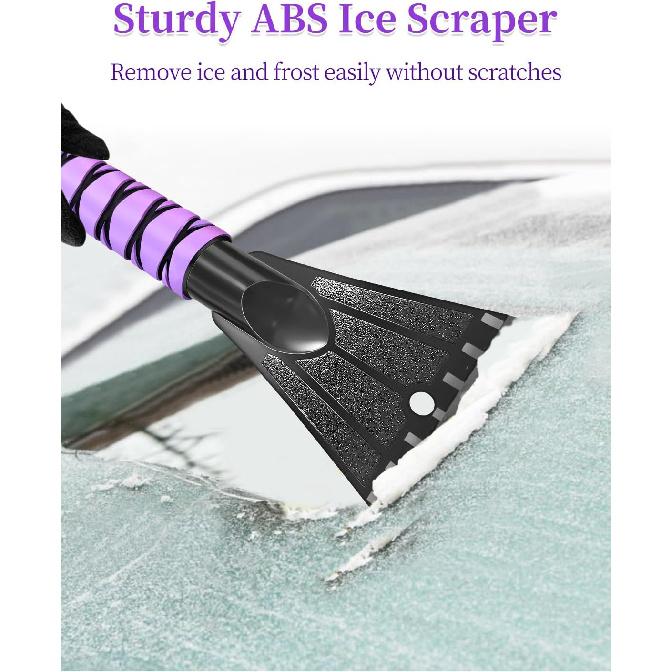 HEEYA Ice Scraper With 12.6 Inch Large Brush Head, Extendable Ice Scraper And Snow Brush For Car Windshield Window, Portable Car Scraper Snow Brush