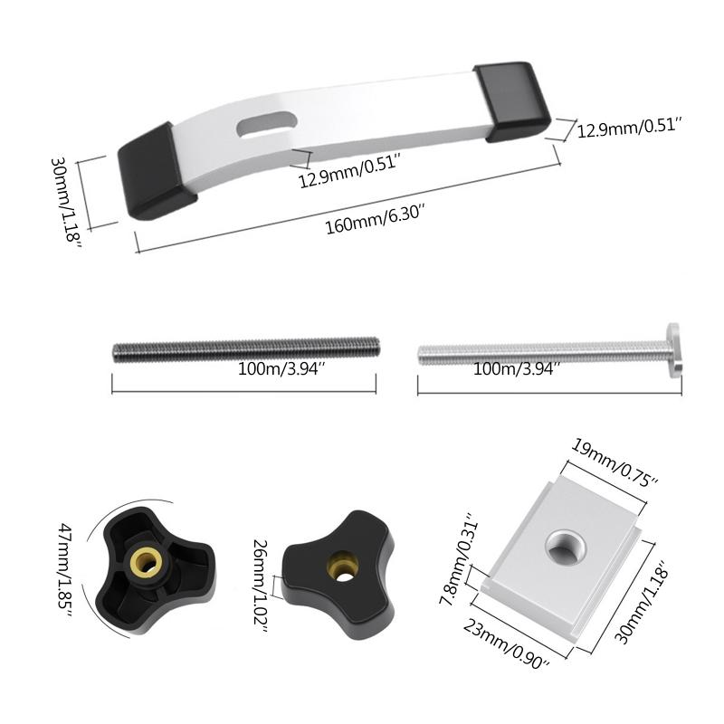 Portable T-track Metal Quick Acting Hold Down Clamp for T-Slot for T Slider Woodworking Press Plate Table Saw Router Cla