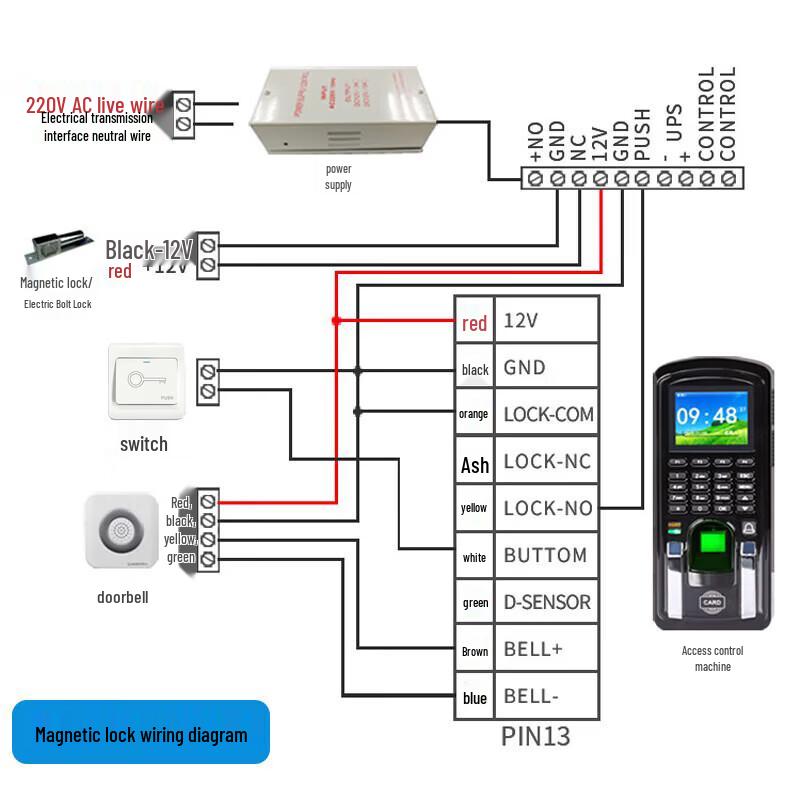 Zhendi 280kg Magnetic Lock Access Control Kit with U-Bracket CN Plug (adapter Included)