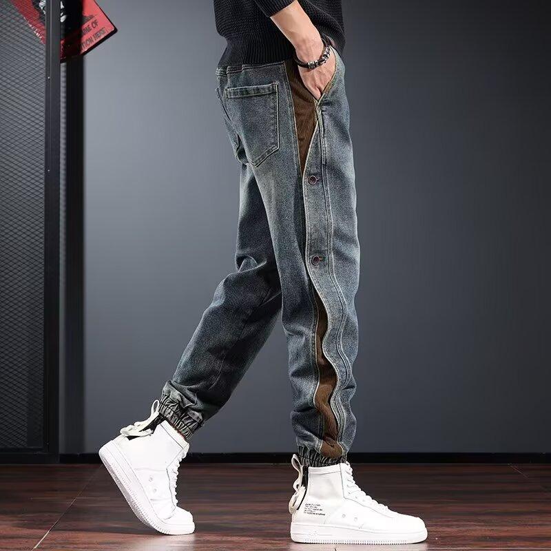 

Men s Jeans Autumn Heavy Button Contrast Cuffed Universal 3XL колір bleu де франс