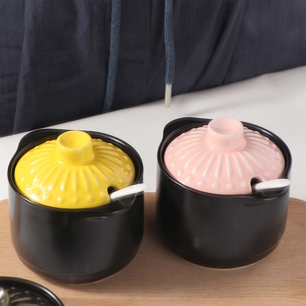 Japanese Style Ceramic Seasoning Jar Dust-proof Condiment Container Spices Storage Box  Salt