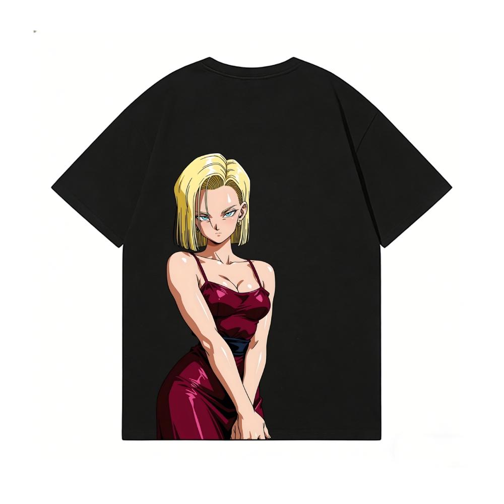 

Dragon Ball Android 18 Back Art Cotton Tee High-quality Streetwear Is Suitable for Both Men and Women Summer T-shirts S