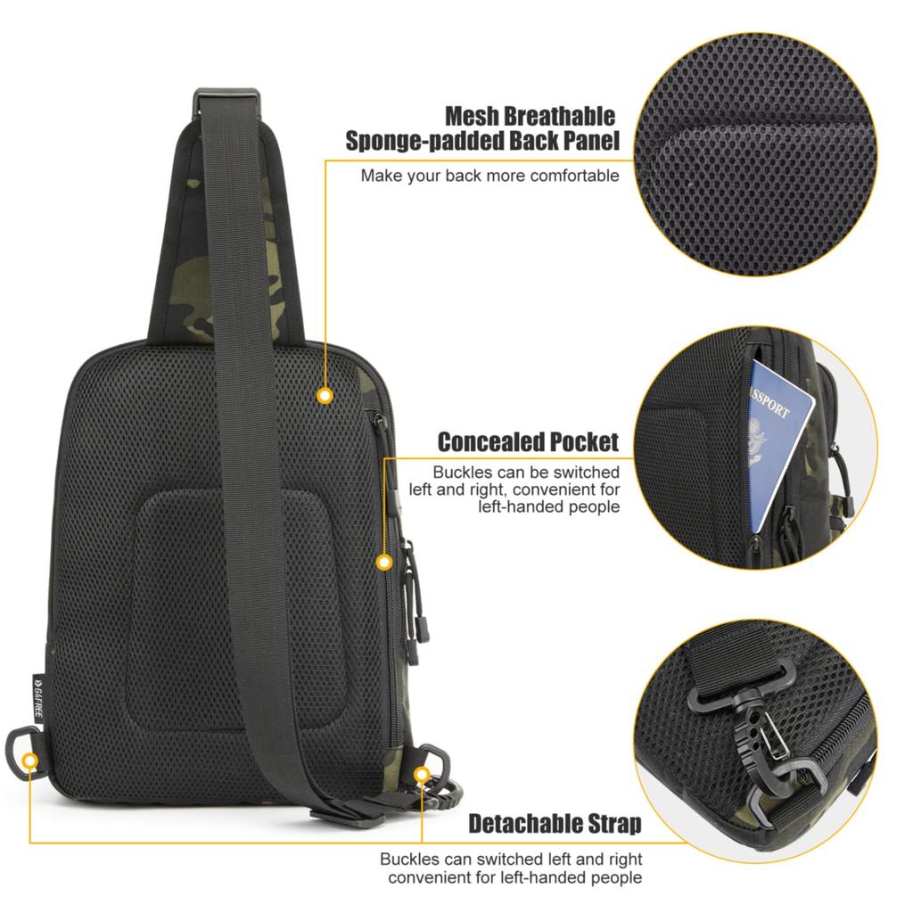 G4Free Tactical EDC Sling Compact Concealed Carry Backpack with Pistol Small Shoulder Crossbody Bag for and Outdoor Sports Bag, Bag, Holster, Pack,