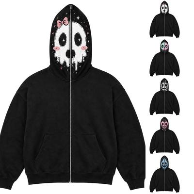 Halloween Cosplay Face Printed Long Sleeve Hoodie Men's and Women's Fashionable Casual Sports Top