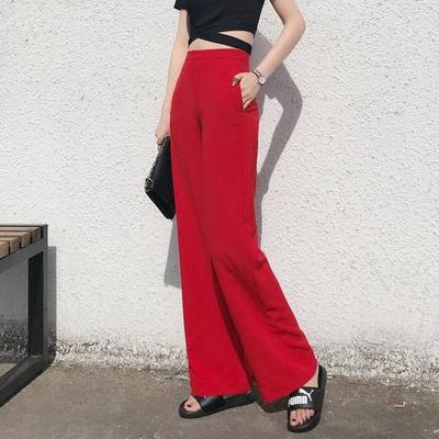 Red High Waist Wide-leg Pants Women's Loose Straight Vertical Wide-leg Pants Pants Casual Pants Korean Pants Women's Autumn