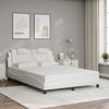 VidaXL Bed Frames with Headboard, Upholstered Bed with Cushion, Double Bed, Adult Bedroom Bed, Modern, White 140x190 Cm 3208090