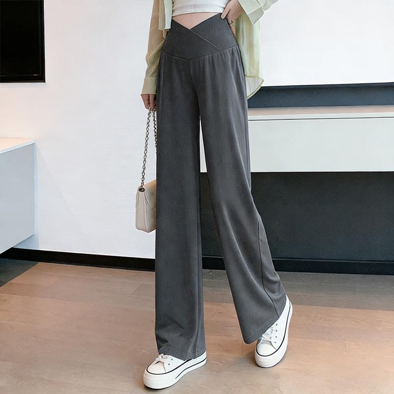 Maternity Ice Silk Wide Leg Pants - Plus Size Fashionable Outerwear XL