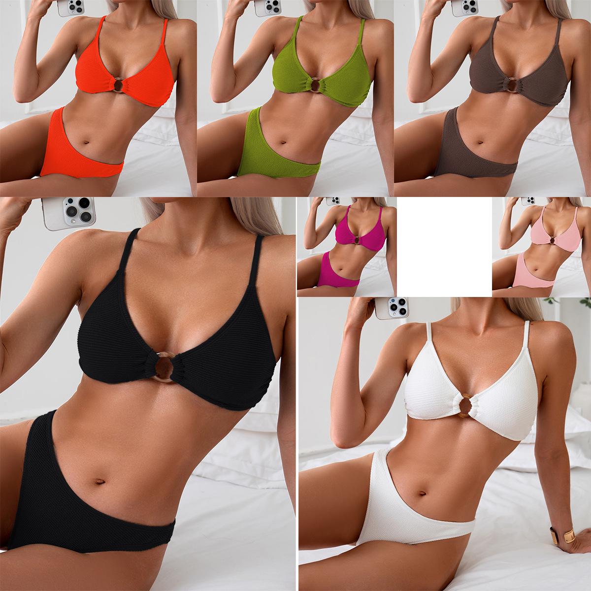 

Women s Halter Tie Triangle Bikini L кавовий