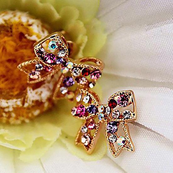 1 Pair Ear Jewelry Gold Plated Anti-rust Jewelry Gift Shiny Bowknot Ear Clips for Clubs