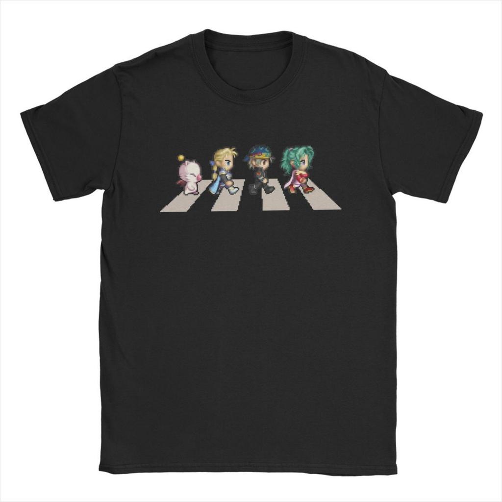 Magliette Final Fantasy 6 Abbey Road da Uomo in Cotone Casual con Scollo a O Manica Corta Top Regalo di Compleanno