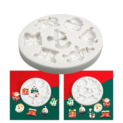 Bottes de Père Noël Bonhommes de Neige Moule en Silicone Moule Fondant Chocolat Moule à Dessert Gâteau de Noël DIY Fournitures de Pâtisserie DIY