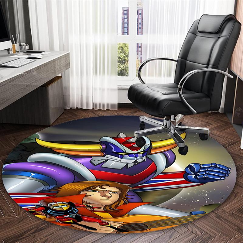 1pc UFO Robot Grendizer3 Print Round Carpet Chair Round Carpet Suitable for Bedroom Living Room Home Decorative Carpet