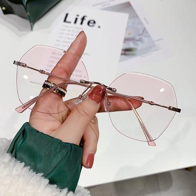 Frameless Gradient Color Large Frame Anti-Blue Light Glasses Frame Women's Fashion Internet Celebrity Trendy Student Myopia Glasses