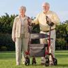 Rollator Walker with Seat for Seniors, Foldable Rolling Walker, Lightweight Aluminum Mobility Walking Aid with PVC Solid Wheels, Adjustable Handle,