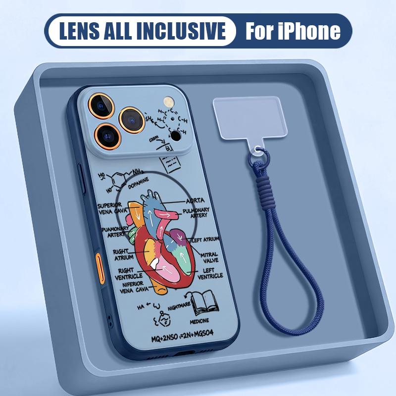 Astronaut Cartoon Pattern Hand Strap Case For iPhone 17 Pro Max iPhone 16 15 14 13 Pro Max Magnetic For Magsafe Hybrid TPU+PC Matte Cover