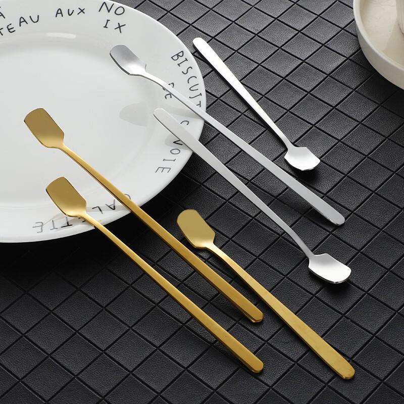 Long Handle Gold Stainless Steel Square Head Spoon